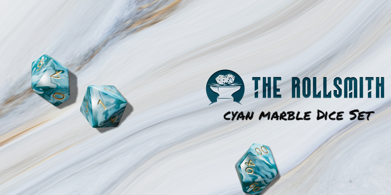 The Rollsmith - Cyan Marble Dice Set