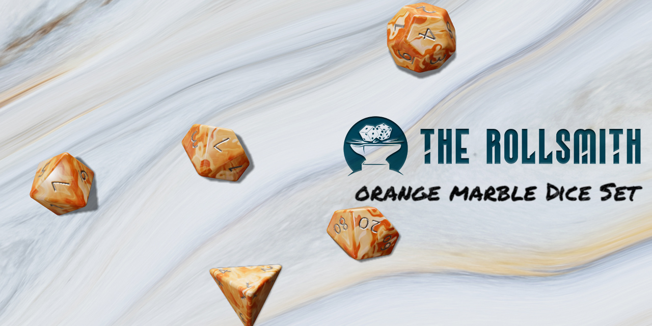 The Rollsmith - Orange Marble Dice Set