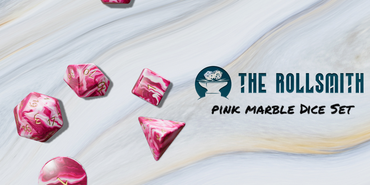 The Rollsmith - Pink Marble Dice Set