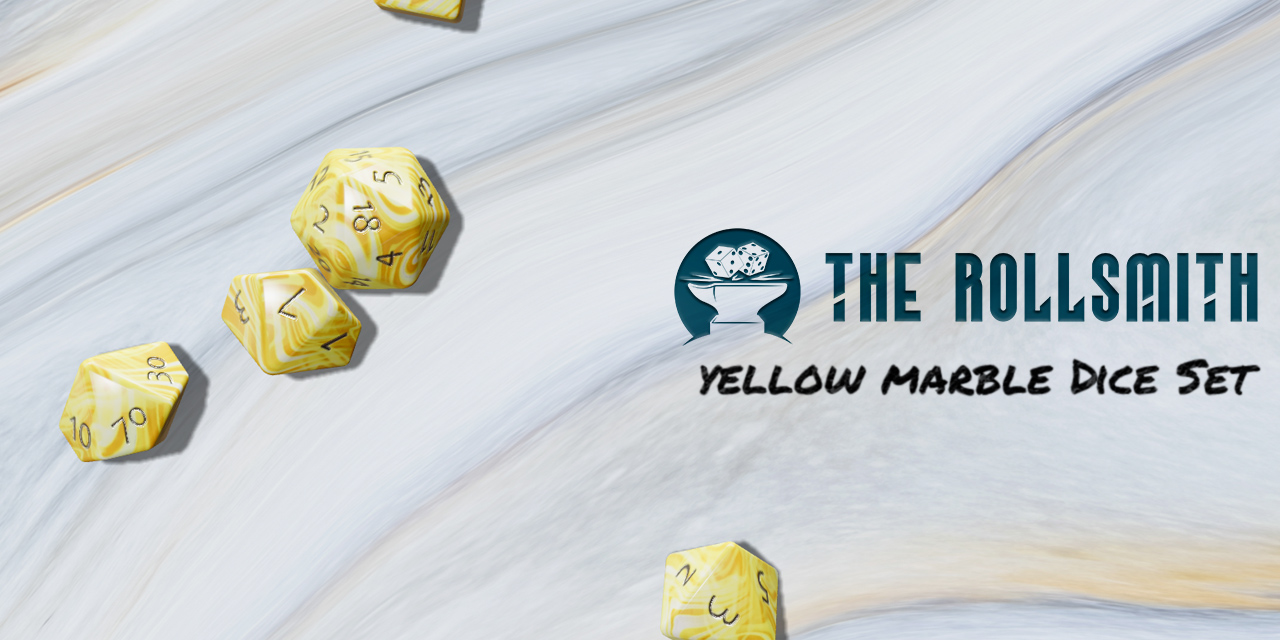 The Rollsmith - Yellow Marble Dice Set