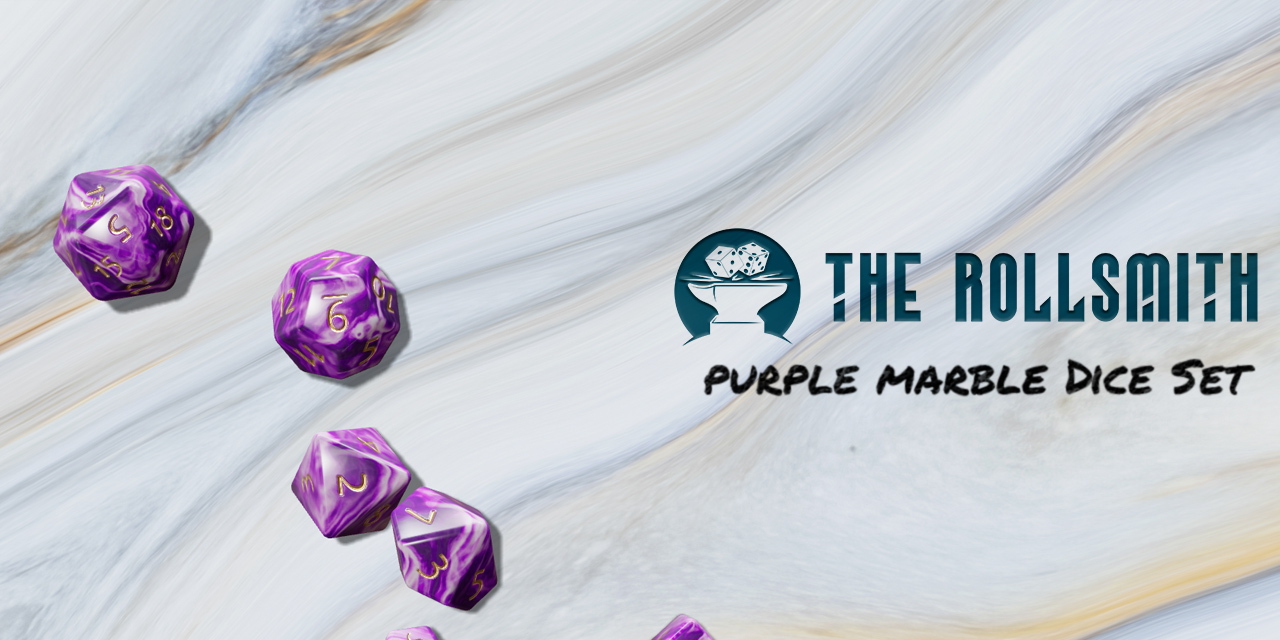 The Rollsmith - Purple Marble Dice Set