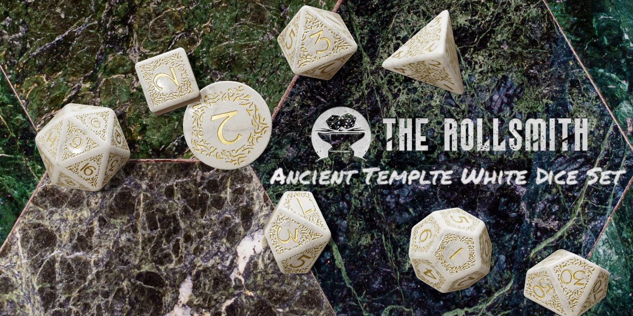 The Rollsmith - Ancient Temple White Dice Set