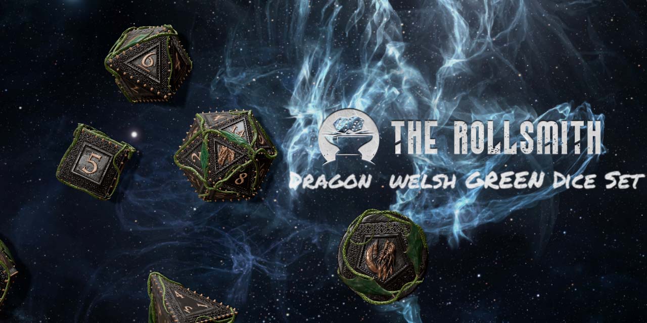 The Rollsmith - Dragon Welsh Green Dice Set