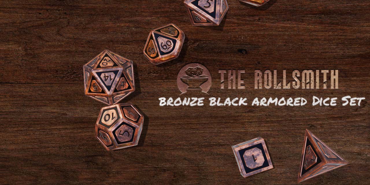 The Rollsmith - Bronze Black Armored Dice Set