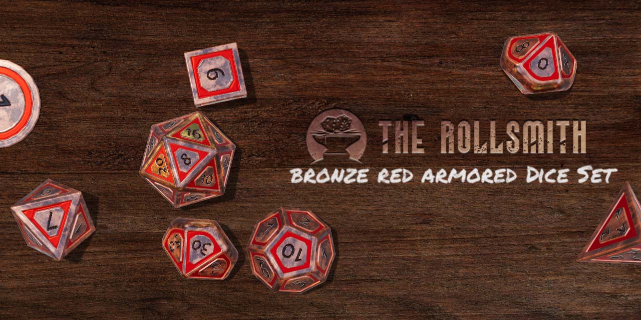 The Rollsmith - Bronze Red Armored Dice Set