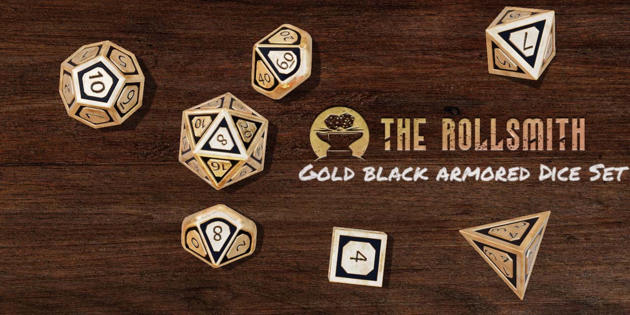 The Rollsmith - Gold Black Armored Dice Set